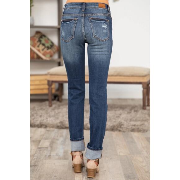 Judy Blue Joshua Straight Leg Jeans Cuffed/Uncuffed Sz 25 Dk Wash JB8277DK *EUC - Picture 6 of 14